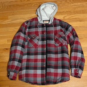 Wrangler Red and Gray Plaid Shirt Jacket